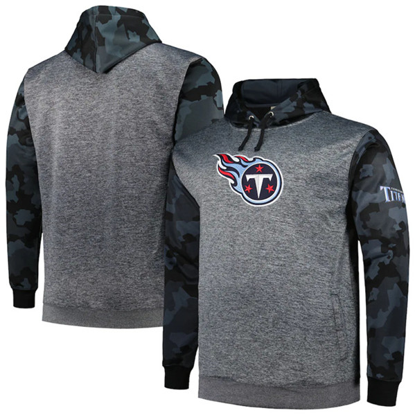 Men's Tennessee Titans Heather Charcoal Big & Tall Camo Pullover Hoodie